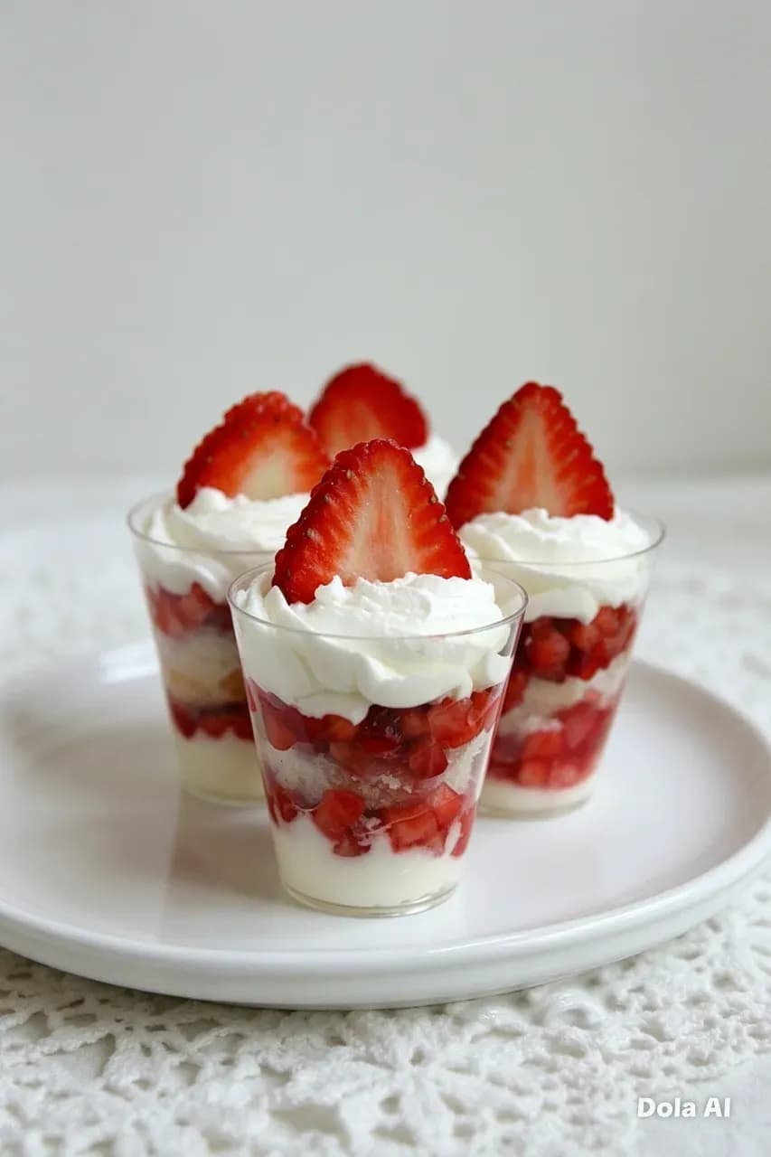 Mini shots de fresa con crema